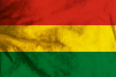 Bolivya 'nın dekoratif renkli bayrağının eski örtü arka planı  