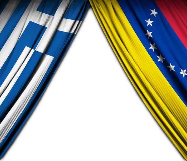 Flagi Grecji Wenezueli Efektem Teatralnym Ilustracja — Zdjęcie stockowe