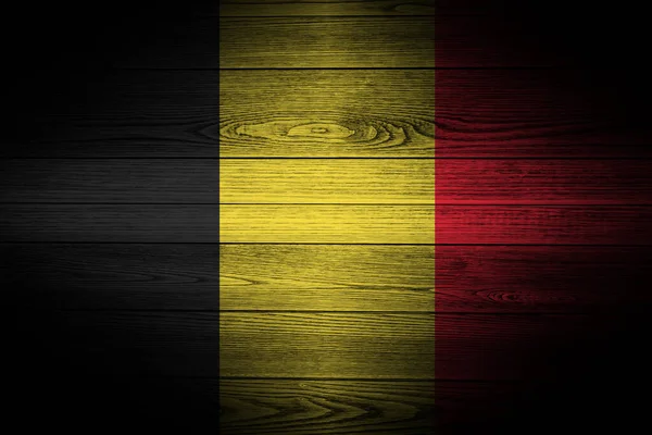 Belgien Flagga Trä Bakgrund — Stockfoto
