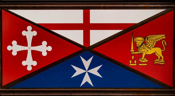 Герб Флагами Города Падуи — стоковое фото