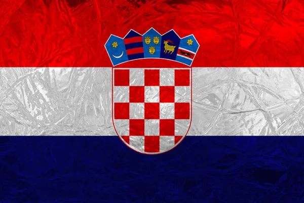 金属の反射を伴うクロアチアの装飾的なカラフルな旗の背景 — ストック写真