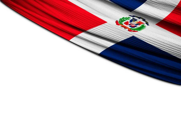Cortina Bandeira República Dominicana Sobre Fundo Branco — Fotografia de Stock