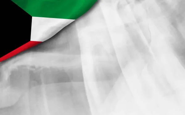 Kuvajtský Příznak Pozadí Šedého Přechodu — Stock fotografie