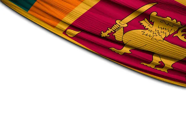 Drape Van Vlag Van Sri Lanka Witte Achtergrond — Stockfoto