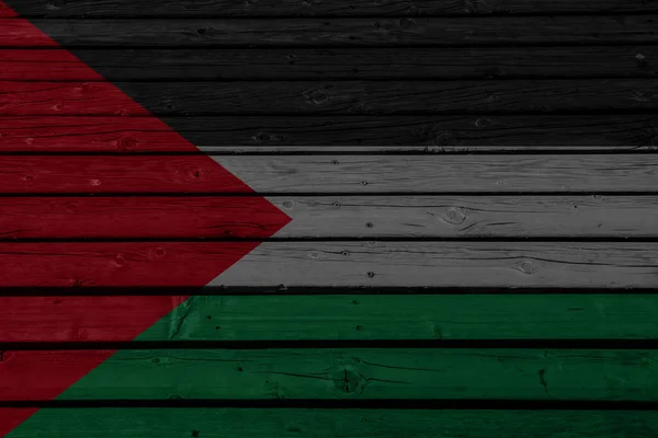 Dřevěné Pozadí Dekorativní Barevné Vlajky Palestiny — Stock fotografie
