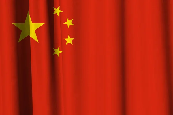 飘扬的帷幕上的中国国旗 — 图库照片