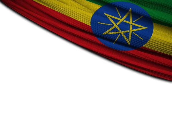 Drape Flag Ethiopia White Background — Stock Photo, Image