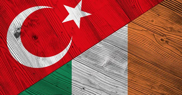 Turkiets Och Irlands Flaggor Träskivor — Stockfoto