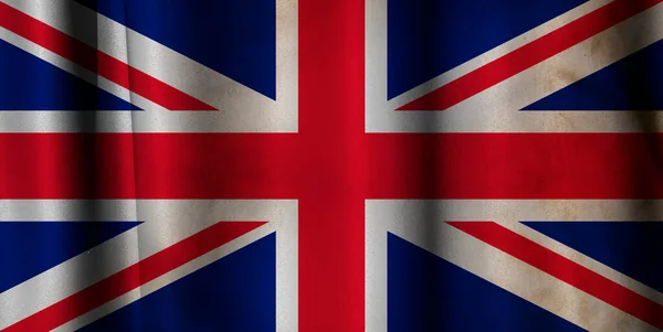 英国国旗飘扬在波浪的帷幕上 — 图库照片