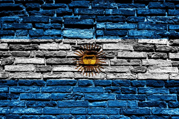 Σημαία Αργεντινής Στον Τοίχο Από Τούβλα — Φωτογραφία Αρχείου