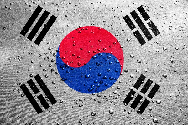Pozadí Vlajkou Jižní Koreje Kapkami — Stock fotografie