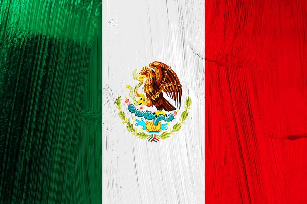 Bandera México Sobre Metal Rayado Efecto —  Fotos de Stock