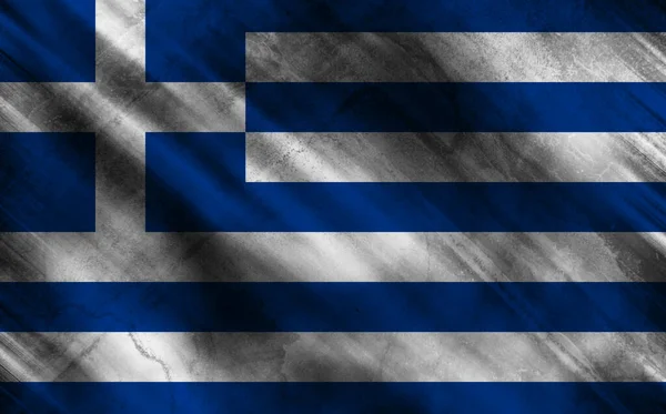 Bandera Grecia Sobre Tela Vieja —  Fotos de Stock