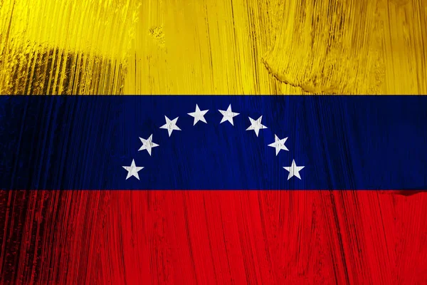 Деревянный Фон Декоративного Красочного Флага Венесуэлы — стоковое фото