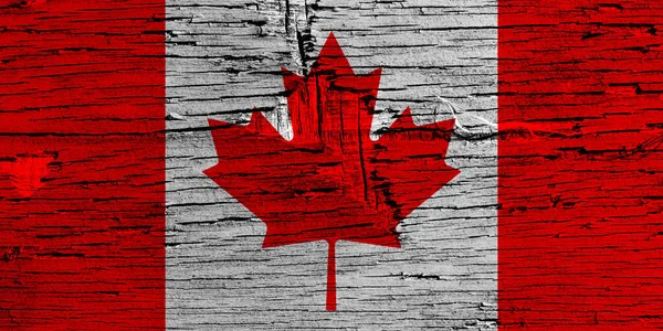 Bandera Canadá Sobre Tablas Madera — Foto de Stock