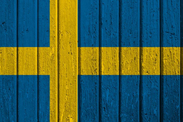 Bandera Sueca Sobre Tablas Madera — Foto de Stock