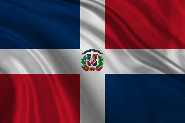 Textiel Achtergrond Van Decoratieve Kleurrijke Vlag Van Dominicaanse Republiek — Stockfoto