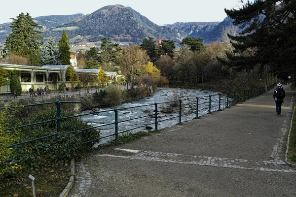 Spaziergang Entlang Des Flusses Meran Bozen Italien — Stockfoto