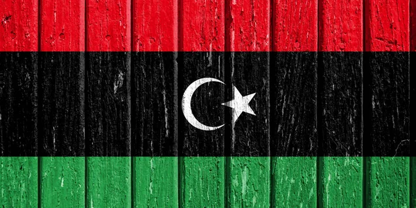 Tahta Tahtalarda Libya Bayrağı — Stok fotoğraf