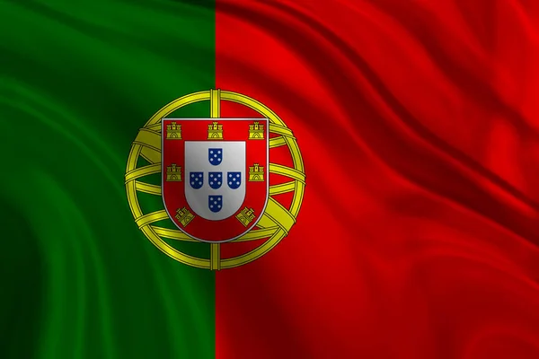 Textiel Achtergrond Van Decoratieve Kleurrijke Vlag Van Portugal — Stockfoto