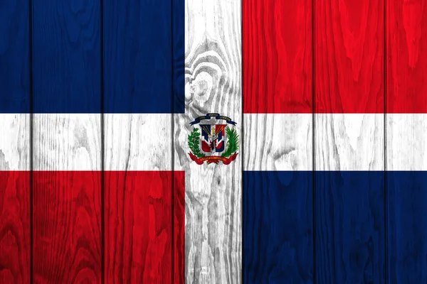Bandeira República Dominicana Tábuas Madeira — Fotografia de Stock