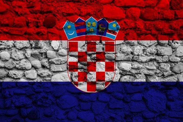 Підлога Цегляної Стіни Прикрашального Прапора Хорватії — стокове фото