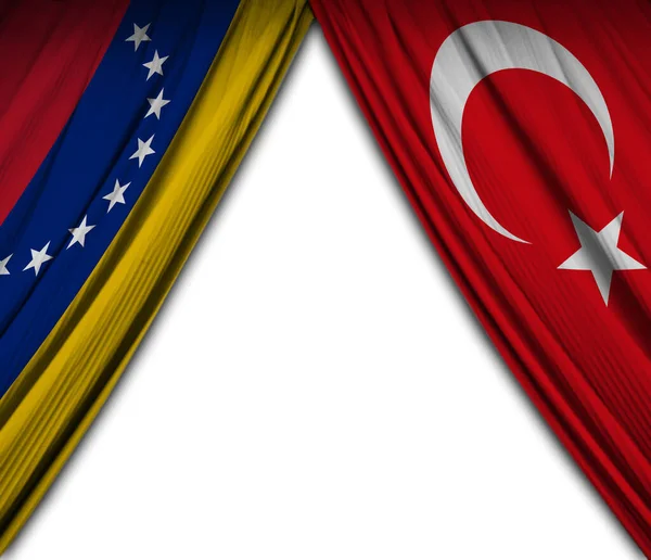 Venezuelas Och Turkiets Flaggor Med Teatereffekt Illustration — Stockfoto