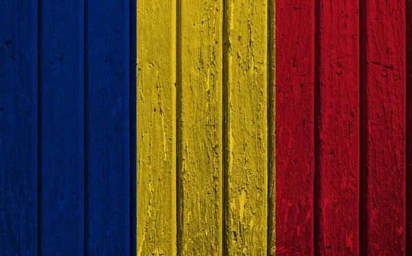 Bandera Rumania Sobre Tablas Madera — Foto de Stock