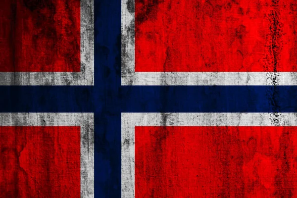 Bandera Noruega Sobre Tela Vieja —  Fotos de Stock