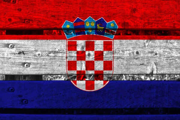 Chorvatská Vlajka Dřevěných Deskách — Stock fotografie