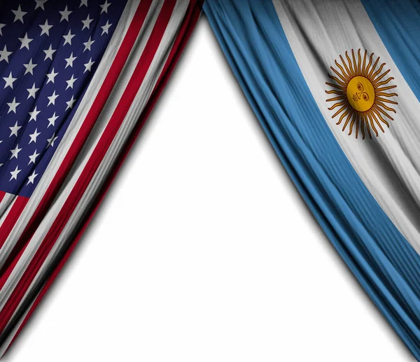 Фон Флагами Соединенных Штатов Америки Аргентины Театральным Эффектом Иллюстрация — стоковое фото