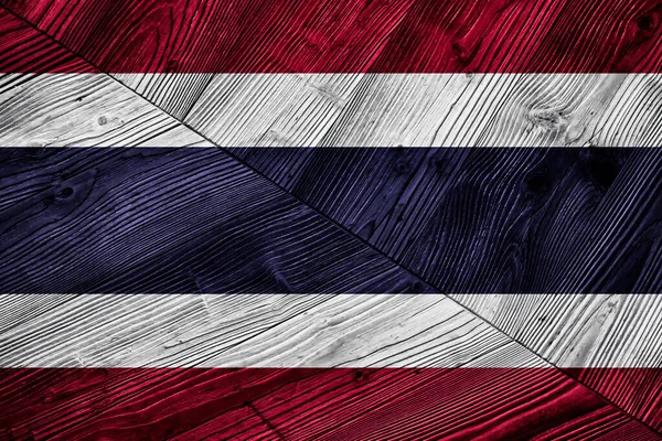 Bandera Tailandia Sobre Tablas Madera —  Fotos de Stock