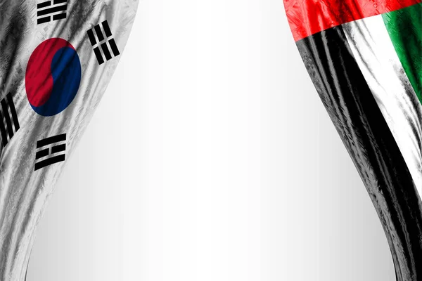 Σύρετε Σημαίες Των Ηνωμένων Αραβικών Εμιράτων Και Της Νότιας Κορέας — Φωτογραφία Αρχείου