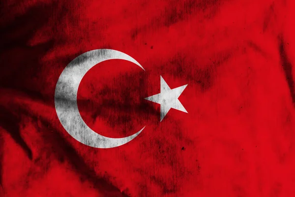 Flagge Der Türkei Auf Altem Stoff — Stockfoto