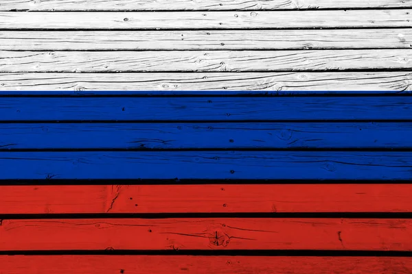 Bandera Rusia Sobre Tablas Madera —  Fotos de Stock