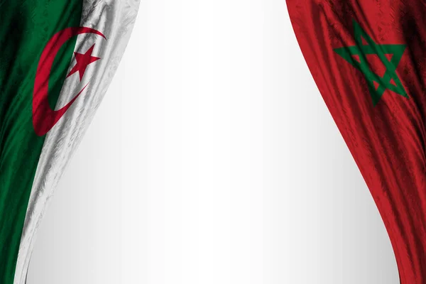 具有戏剧效果的阿尔及利亚和摩洛哥国旗 3D说明 — 图库照片