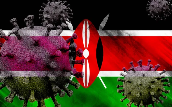 Illustration Kenya Flag Coronavirus Covid — Stock Photo, Image