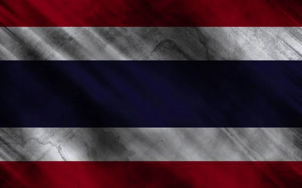 旧而破的面料上挂着泰国国旗 — 图库照片