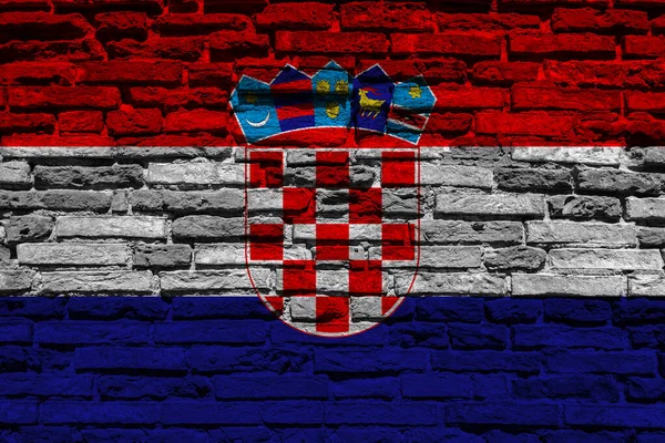 Прапор Хорватії Цегляній Стіні — стокове фото