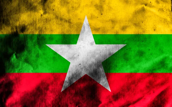 Zászló Mianmar Régi Szövet — Stock Fotó