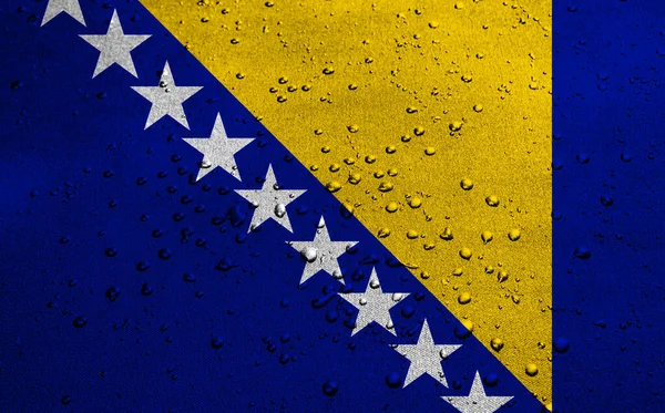 Pozadí Vlajkou Bosny Hercegoviny Kapkami — Stock fotografie