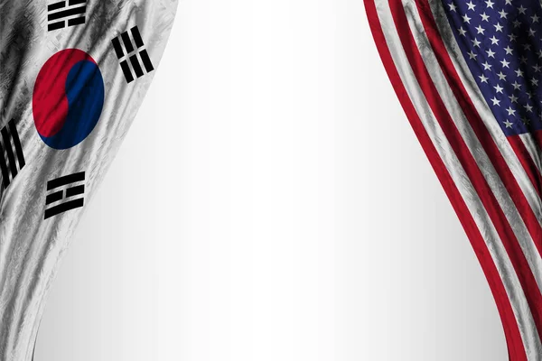 演劇効果を持つ韓国とアメリカの旗 3Dイラスト — ストック写真