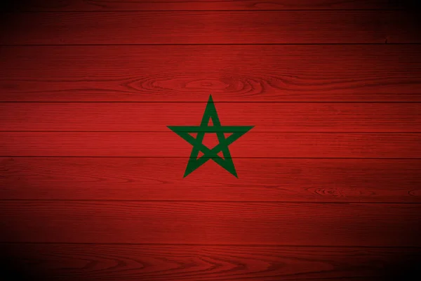 Bandeira Marrocos Tábuas Madeira — Fotografia de Stock