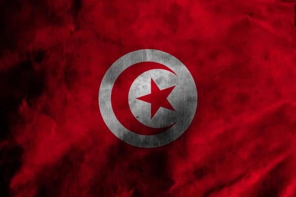 Σημαία Τυνησίας Παλιό Ύφασμα — Φωτογραφία Αρχείου