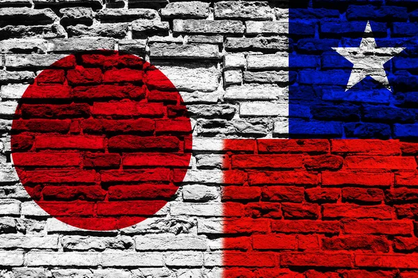 Banderas Japón Chili Pared Ladrillo —  Fotos de Stock