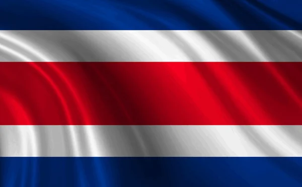 挥动织物上的哥斯达黎加国旗 — 图库照片