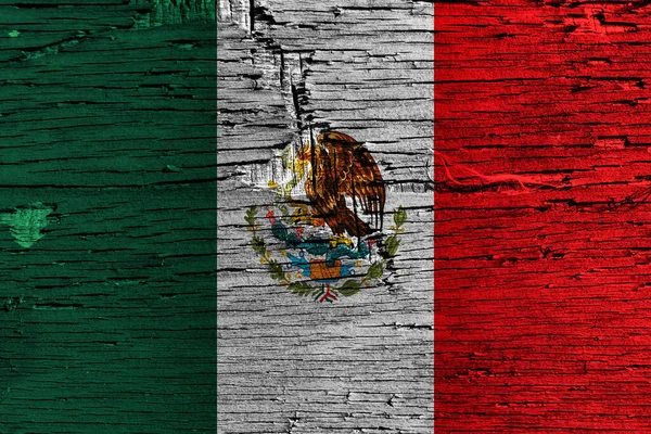 Bandera México Sobre Tabla Madera Pelada —  Fotos de Stock