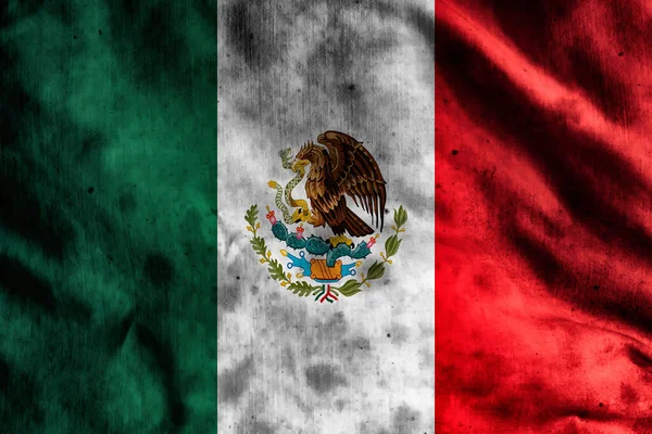 Bandeira México Tecido Antigo — Fotografia de Stock