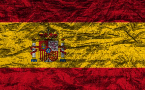 Alten Textilen Hintergrund Der Dekorativen Bunten Flagge Von Spanien — Stockfoto