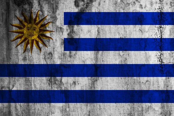 Uruguays Flagga Ett Gammalt Tyg — Stockfoto